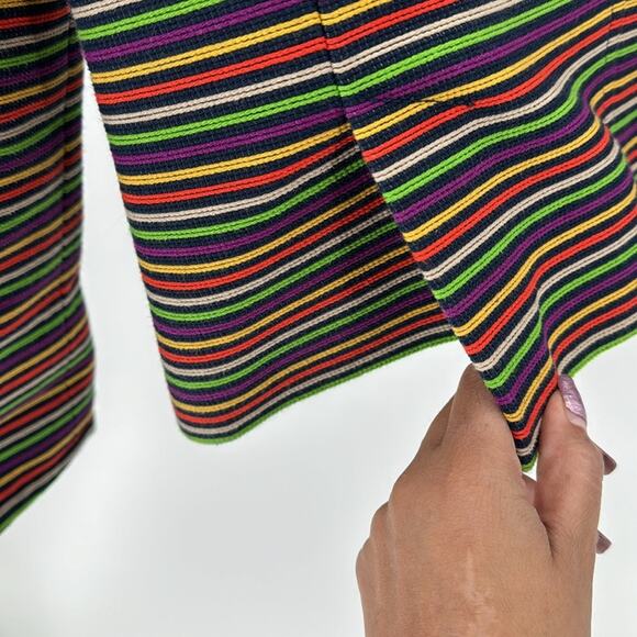 Talbots Cotton Blend Striped Blazer Multicolor Lined pop of color artsy 4P - Picture 8 of 10